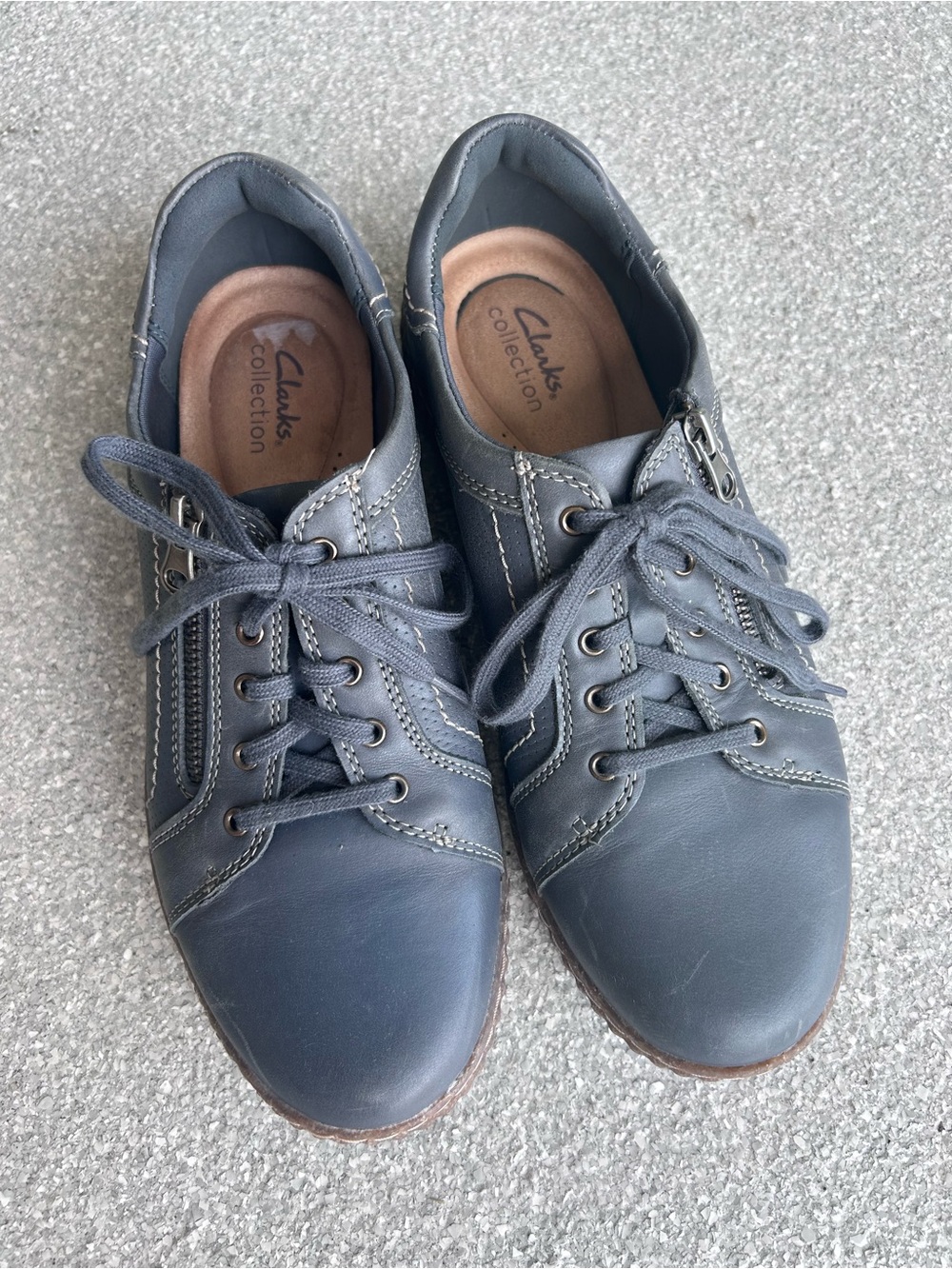 Clarks Collection Women’s Casual Blue Leather Caroline Janna Lace-Up Sneakers 9W